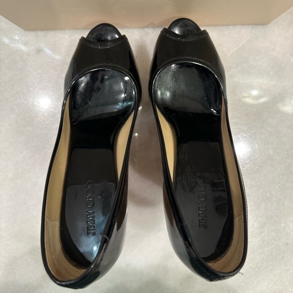 Jimmy Choo Patent Black Leather Papina Wedges - Picture 4 of 6